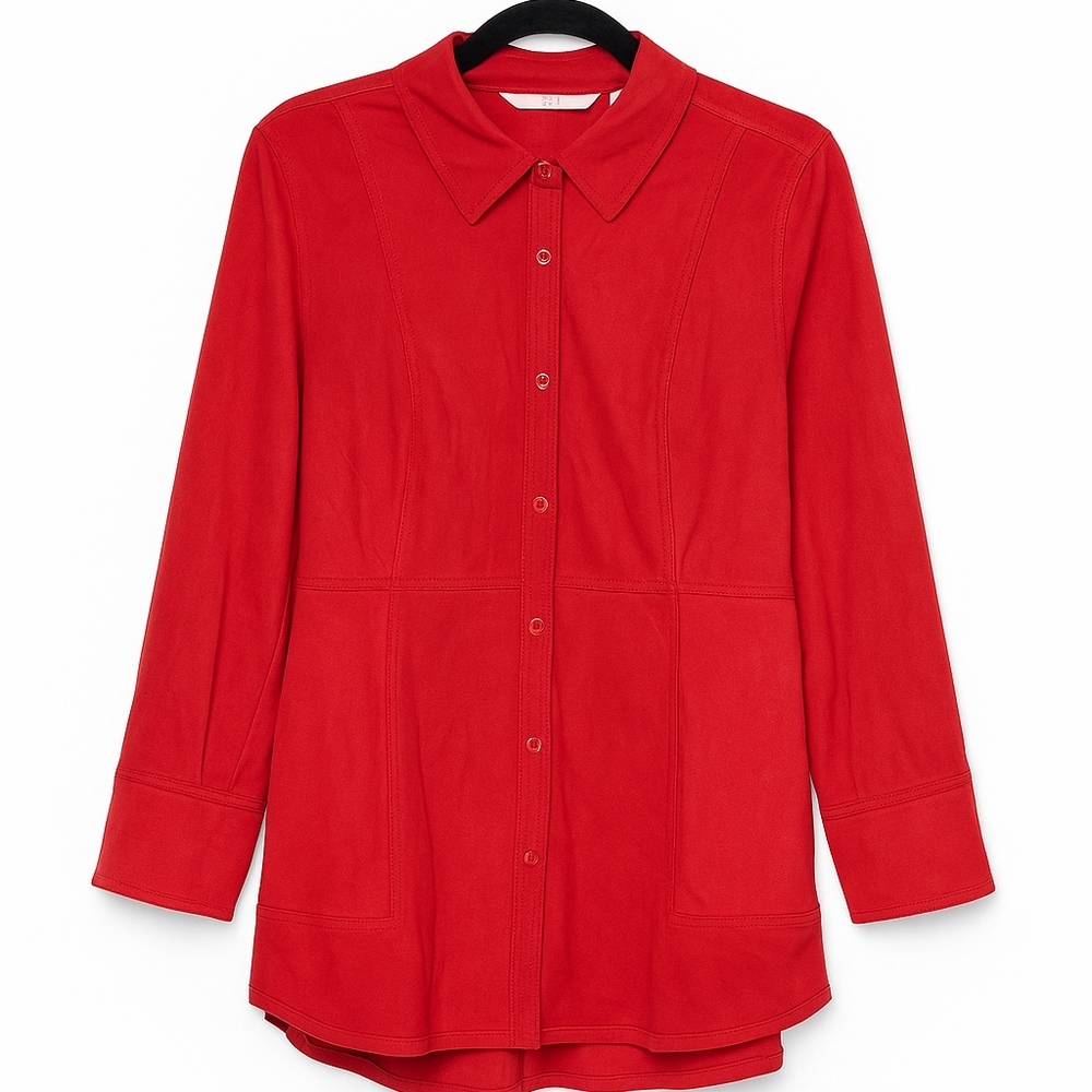 Soft Surroundings Red Suede Button Down Blouse | Size Small